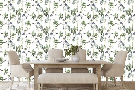 SAMOLEPÍCÍ TAPETA NÁDHERNÉ LISTY NA BÍLÉM POZADÍ - SAMOLEPÍCÍ TAPETY - TAPETY