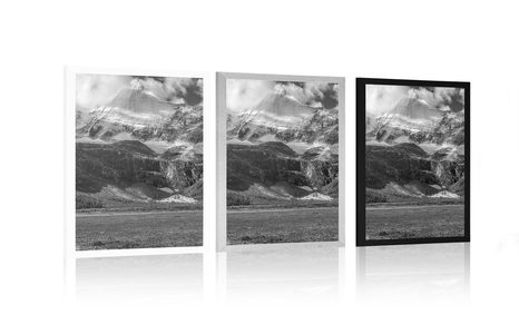 POSTER – PAESAGGIO MONTANO MAESTOSO IN BIANCO E NERO - NERO E BIANCO - POSTER