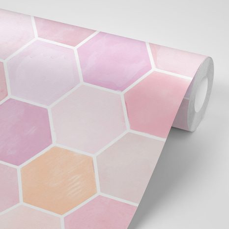 TAPETA RUŽOVÝ HEXAGÓN VZOR - VZOROVANÉ TAPETY - TAPETY