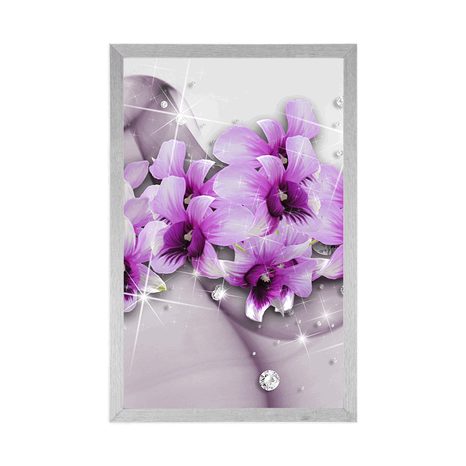 POSTER – FIORI VIOLA SU SFONDO ASTRATTO - FIORI - POSTER