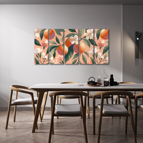 5-DÍLNÝ OBRAZ SLUNNÉ POMERANČE - OBRAZY STROMY A LISTY - OBRAZY