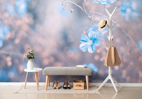 FOTOTAPETE BLAUE BLUMEN AUF VINTAGE-HINTERGRUND - TAPETEN - 🔥 TOTALAUSVERKAUF