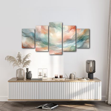 5-DÍLNÝ OBRAZ PASTELOVÁ KRAJINA SNŮ - ΑΦΗΡΗΜΈΝΟΙ ΠΊΝΑΚΕΣ ΖΩΓΡΑΦΙΚΉΣ - ΠΊΝΑΚΕΣ