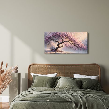 WANDBILD ROSA LEBENSBAUM IN BLÜTE - BILDER BÄUME DES LEBENS - BILDER