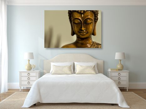 WANDBILD BRONZEKOPF VON BUDDHA - BILDER MIT FENG SHUI-MOTIVEN - BILDER