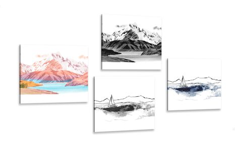 SET OF PICTURES MAGIC LANDSCAPE IN PAINTING STYLE