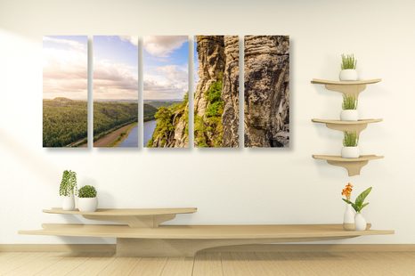 5-RÉSZES KÉP KILÁTÁS AZ ELBA FOLYÓRA - TERMÉSZET- ÉS TÁJKÉPEK - KÉPEK