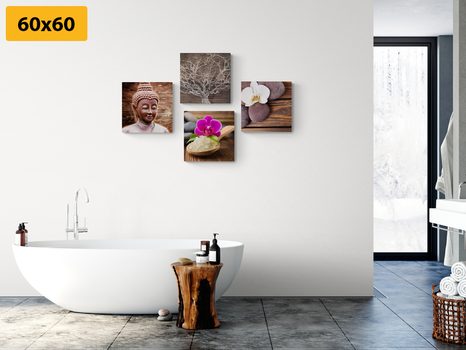 SET OBRAZŮ FENG SHUI V PŘÍRODNÍM PROVEDENÍ - SESTAVY OBRAZŮ - OBRAZY