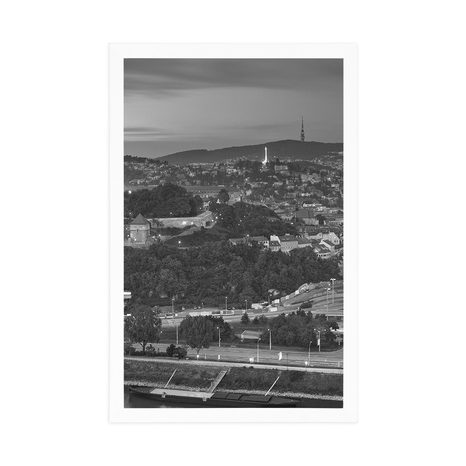 PLAGÁT VEČER V BRATISLAVE V ČIERNOBIELOM PREVEDENÍ - ČIERNOBIELE - PLAGÁTY