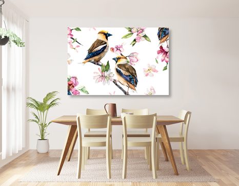 OBRAZ PTÁČKY NA VĚTVI STROMU - VINTAGE A RETRO OBRAZY - OBRAZY