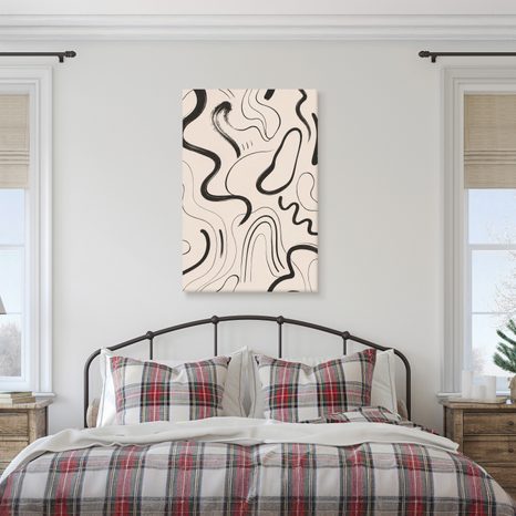 TABLEAU SUR TOILE – COURBES ORGANIQUES EN BEIGE - IMAGES FORMES ABSTRAITES - TABLEAUX
