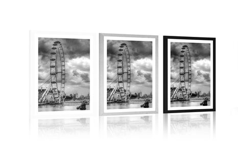 POSTER – LONDRA UNICA E FIUME TAMIGI IN BIANCO E NERO - NERO E BIANCO - POSTER