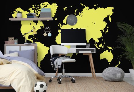 CARTA DA PARATI – MAPPA GIALLA SU SFONDO NERO - CARTA DA PARATI MAPPE - CARTA DA PARATI