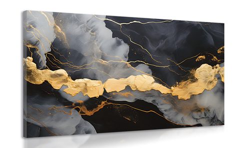 CANVAS PRINT BLACK MARBLE - MARBLE PICTURES - PICTURES