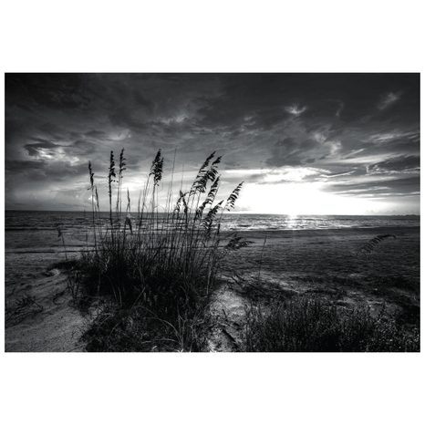 SELBSTKLEBENDE FOTOTAPETE SONNENUNTERGANG AM STRAND IN SCHWARZ-WEISS - SELBSTKLEBENDE TAPETEN - TAPETEN