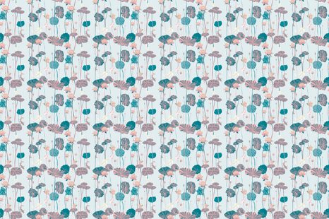 CARTA DA PARATI – NINFEE E PESCI KOI IN VERSIONE CHIARA - CARTA DA PARATI CON FIORI - CARTA DA PARATI