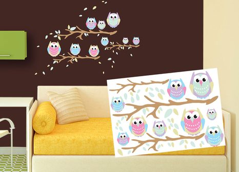 DECORATIVE WALL STICKERS OWLS - FOR CHILDREN - STICKERS