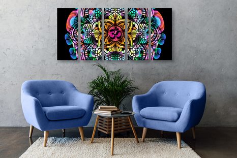 5-DÍLNÝ OBRAZ MANDALA ZDRAVÍ - OBRAZY FENG SHUI - OBRAZY