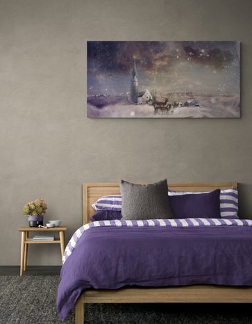 OBRAZ JELEN SE SRNKY V ZASNĚŽENÉ VESNIČCE - OBRAZY PŘÍRODY A KRAJINY - OBRAZY