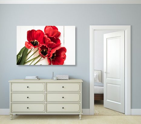 SLIKA CVETOČI RDEČI TULIPANI - SLIKE ROŽ - SLIKE