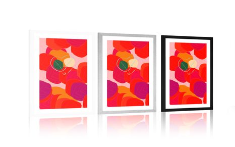 PLAKÁT S PASPARTOU PESTROBAREVNÉ LINIE LISTŮ - MOTIVY Z NAŠÍ DÍLNY - PLAKÁTY