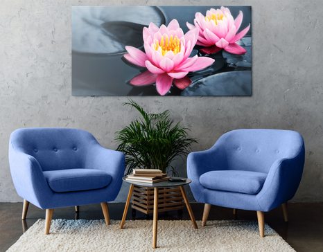 WANDBILD LOTOSBLÜTE IM SEE - BILDER BLUMEN - BILDER