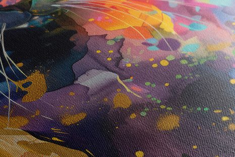 QUADRO SU TELA – GATTO CON IMITAZIONE DI PITTURA - QUADRI DI GATTI - STAMPE E QUADRI