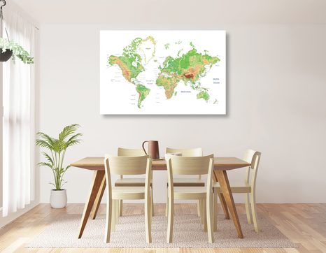 CANVAS PRINT CLASSIC WORLD MAP WITH A WHITE BACKGROUND - PICTURES - 🔥 TOTAL SALE 🔥