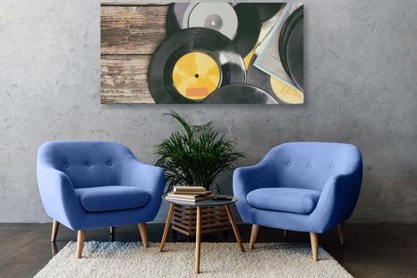 WANDBILD ALTE SCHALLPLATTEN - VINTAGE- UND RETRO-BILDER - BILDER