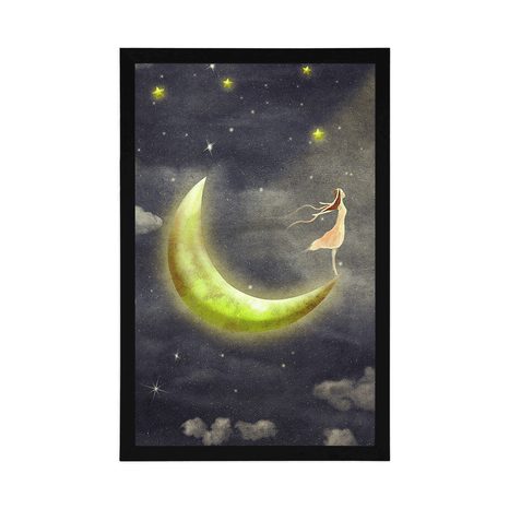 PLAKAT DZIEWCZYNA NA KSIĘŻYCU - BAJKOWE STWORZENIA - PLAKATY