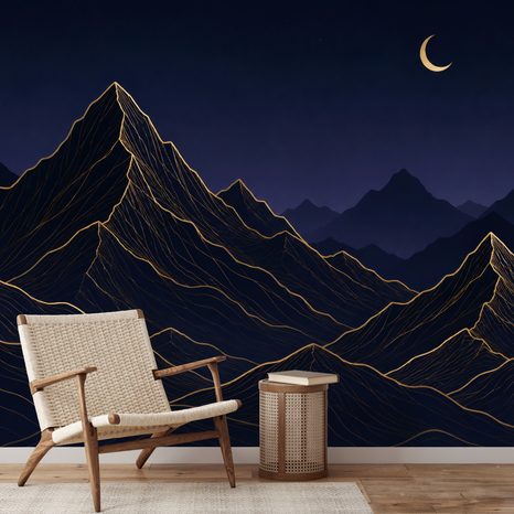 TAPETA TMAVÉ HORY SO ZLATÝMI LÍNIAMI - TAPETY HORY - TAPETY