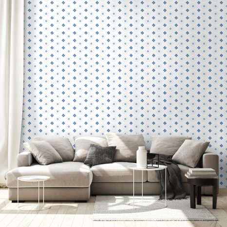 SAMOLEPÍCÍ TAPETA MODRÉ GEOMETRICKÉ DIAMANTY - VZOROVANÉ TAPETY - TAPETY