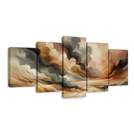 5-TEILIGES WANDBILD DRAMATISCHER HIMMEL ÜBER LANDSCHAFT - WANDBILDER ABSTRAKTE FORMEN - BILDER