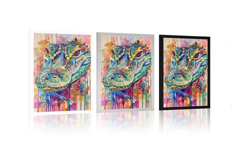 POSTER KROKODIL ALS GEMÄLDE-NACHAHMUNG - KROKODILE - POSTER