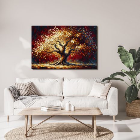 WANDBILD LEUCHTENDER LEBENSBAUM IM HERBST - BILDER BÄUME DES LEBENS - BILDER