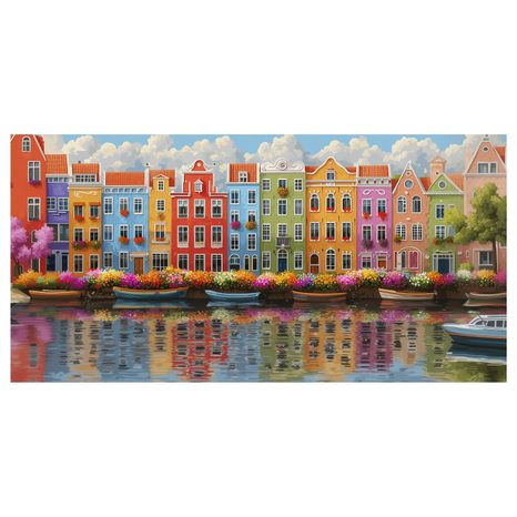 OBRAZ PESTROBAREVNÁ ARCHITEKTURA MĚSTA - BAREVNÉ DOMY - OBRAZY