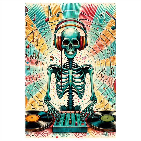 TABLOU DJ SCHELET COLORAT - TABLOURI PENTRU CAMERA STUDENȚILOR - TABLOURI