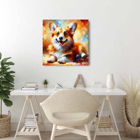 WANDBILD FRÖHLICHER HUND IN FARBEN - BILDER VON HUNDEN - BILDER