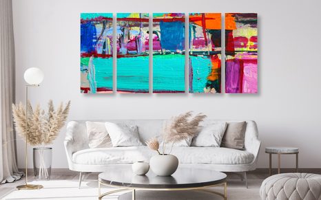 5-PIECE CANVAS PRINT ABSTRACT PAINTING - ABSTRACT PICTURES - PICTURES