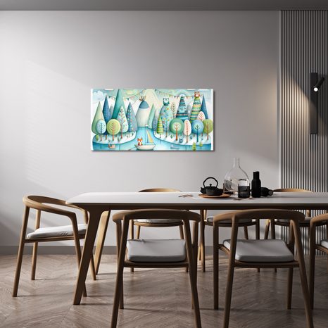 OBRAZ POHÁDKOVÝ LES S LIŠKOU A SOVAMI - DĚTSKÉ OBRAZY ZVÍŘÁTKA - OBRAZY