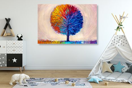 OBRAZ BAREVNÝ AKVARELOVÝ STROM - OBRAZY STROMY ŽIVOTA - OBRAZY