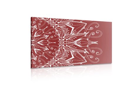 OBRAZ BÍLÁ MANDALA NA BORDOVÉM POZADÍ - OBRAZY FENG SHUI - OBRAZY