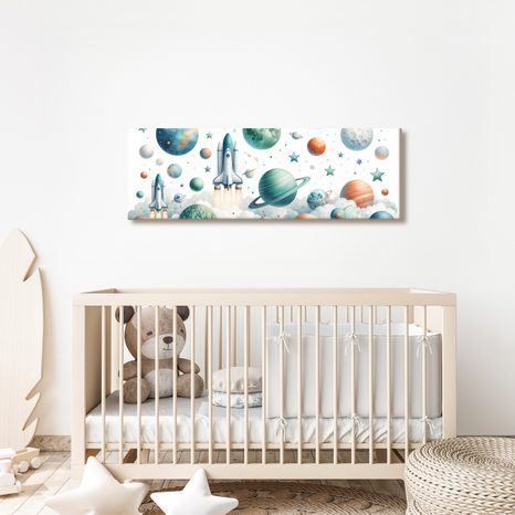 OBRAZ RAKETOPLÁN V OBLACÍCH - DĚTSKÉ OBRAZY VESMÍR - OBRAZY