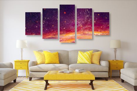 5-CZĘŚCIOWY OBRAZ OLEJNY PRZEDSTAWIAJĄCY NIEBO - OBRAZY ABSTRAKCYJNE - OBRAZY