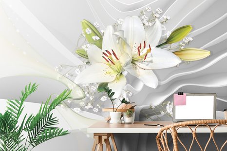 WALLPAPER LILY ON AN ABSTRACT BACKGROUND - WALLPAPERS FLOWERS - WALLPAPERS