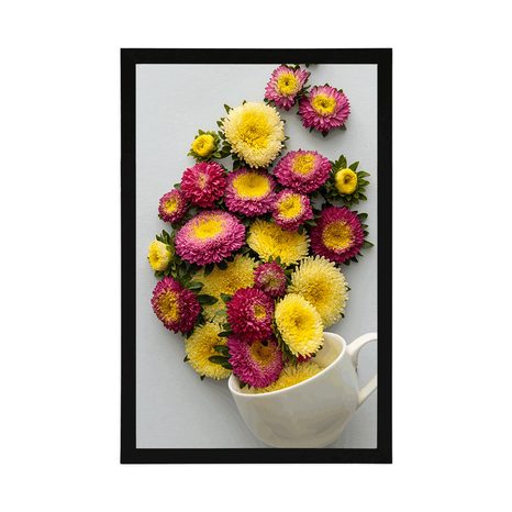 POSTER TASSE VOLL VON BLUMEN - VASEN - POSTER