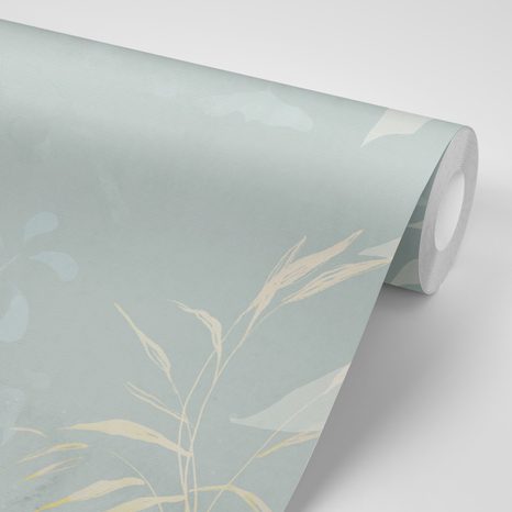 SAMOLEPILNA TAPETA ABSTRAKTNO TIHOŽITJE RASTLIN V MODRO SIVI - SAMOLEPILNE TAPETE - TAPETE