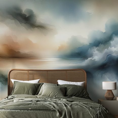 FOTOTAPETE ABSTRAKTE AQUARELLLANDSCHAFT - ABSTRAKTE TAPETEN - TAPETEN