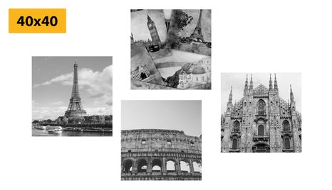 SET DI QUADRI – TOCCO DI STORIA IN BIANCO E NERO - COLLEZIONI DI QUADRI - STAMPE E QUADRI