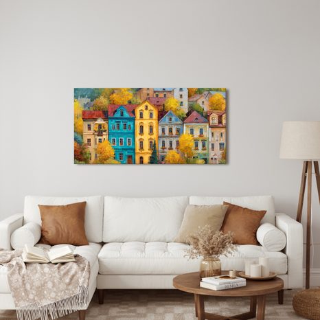 OBRAZ BAREVNÉ DOMY V PODZIMU - BAREVNÉ DOMY - OBRAZY